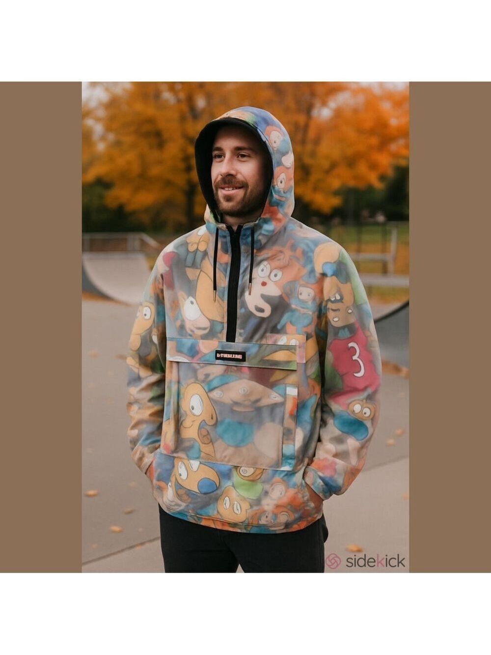 Members Only x Nickelodeon Half-Zip Jacket Mens Size L Collaboration VTG Style